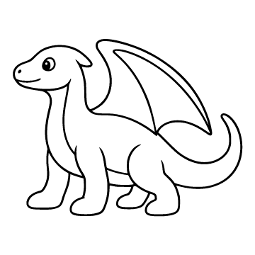 Dragon colouring page for ages 3–5: a black outline drawing to print and colour