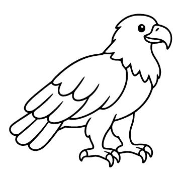 Eagle colouring page for ages 3–5: a black outline drawing to print and colour