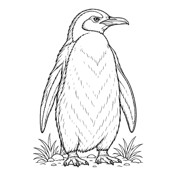 Penguin colouring page for ages 9+: a black outline drawing to print and colour