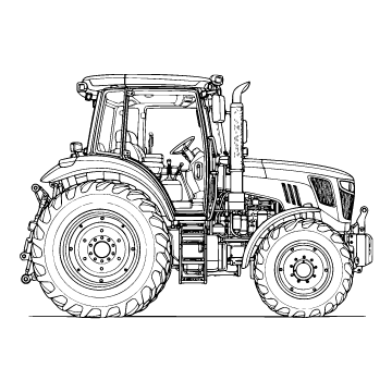 Tractor colouring page for ages 9+: a black outline drawing to print and colour