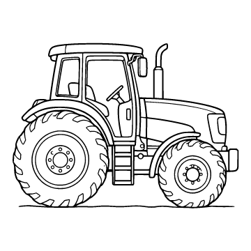 Tractor colouring page for ages 6–8: a black outline drawing to print and colour